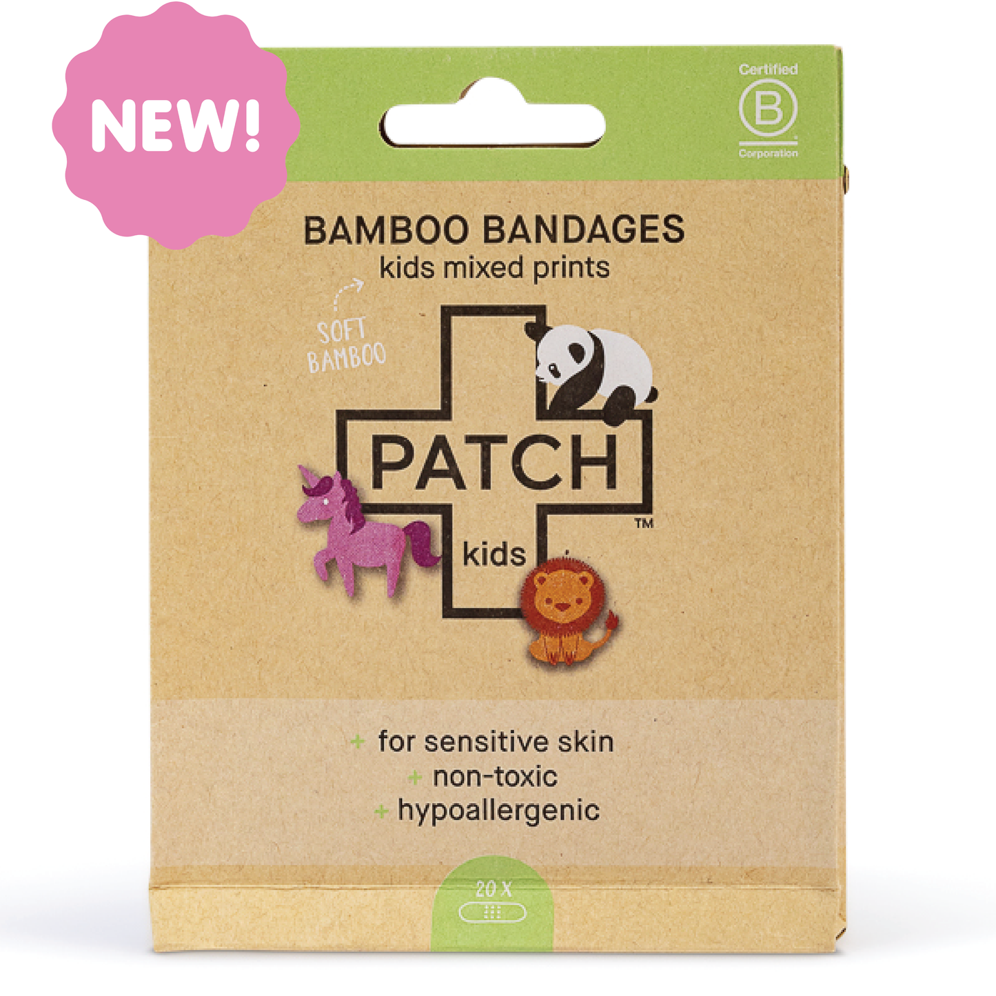 
                  
                    Patch Natural Bamboo Bandages Mixed Prints Pack for kids, sensitive skin friendly, eco friendly, hypoallergenic, non-toxic, latex free, kids prints
                  
                