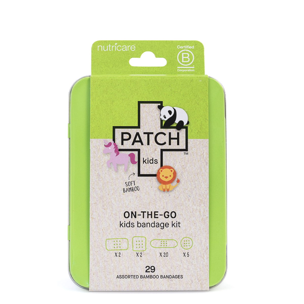 PATCH Eco First-Aid Kit containing hypoallergenic bandages for