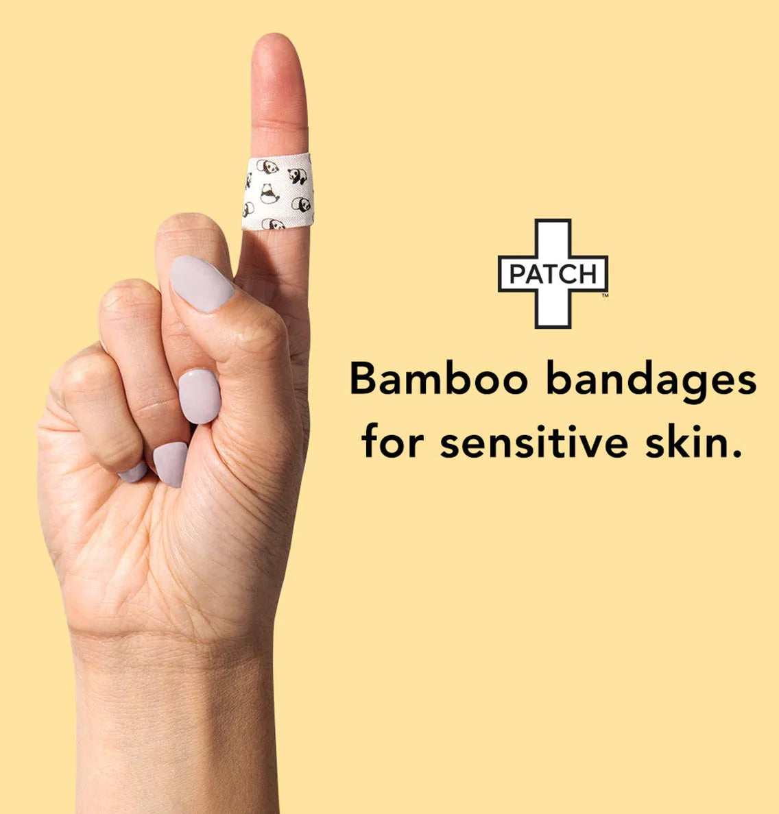 Coconut Oil Patch Natural Bamboo Bandages for sensitive skin, eco friendly, hypoallergenic, non-toxic, latex free, Panda print