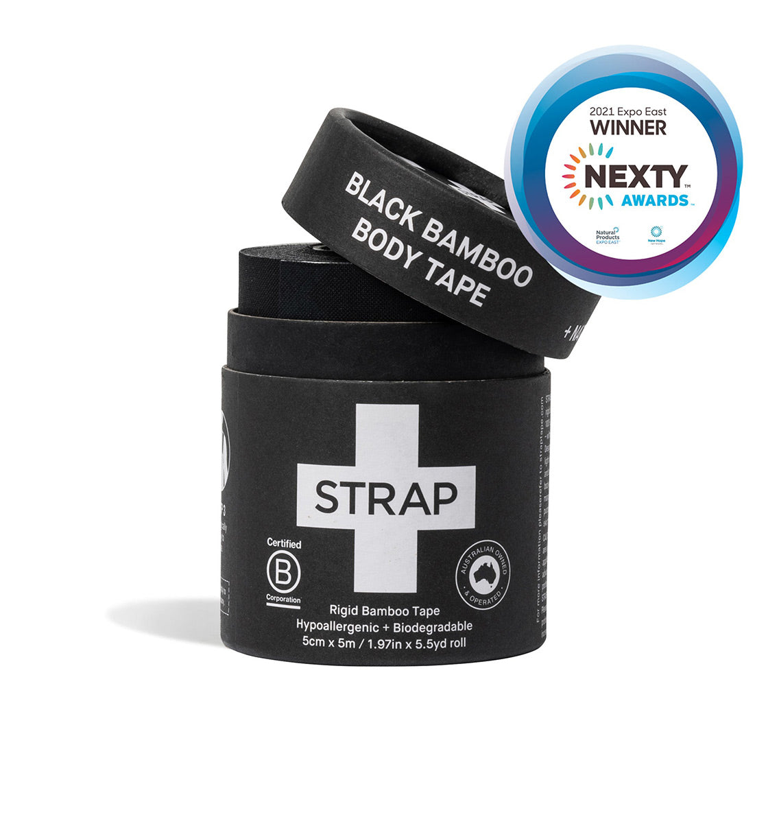 Strap Natural Black Bamboo Body Tape Sports Tape Rigid Hypoallergenic Tape, Biodegradable, Athletic and Kinesiology Tape