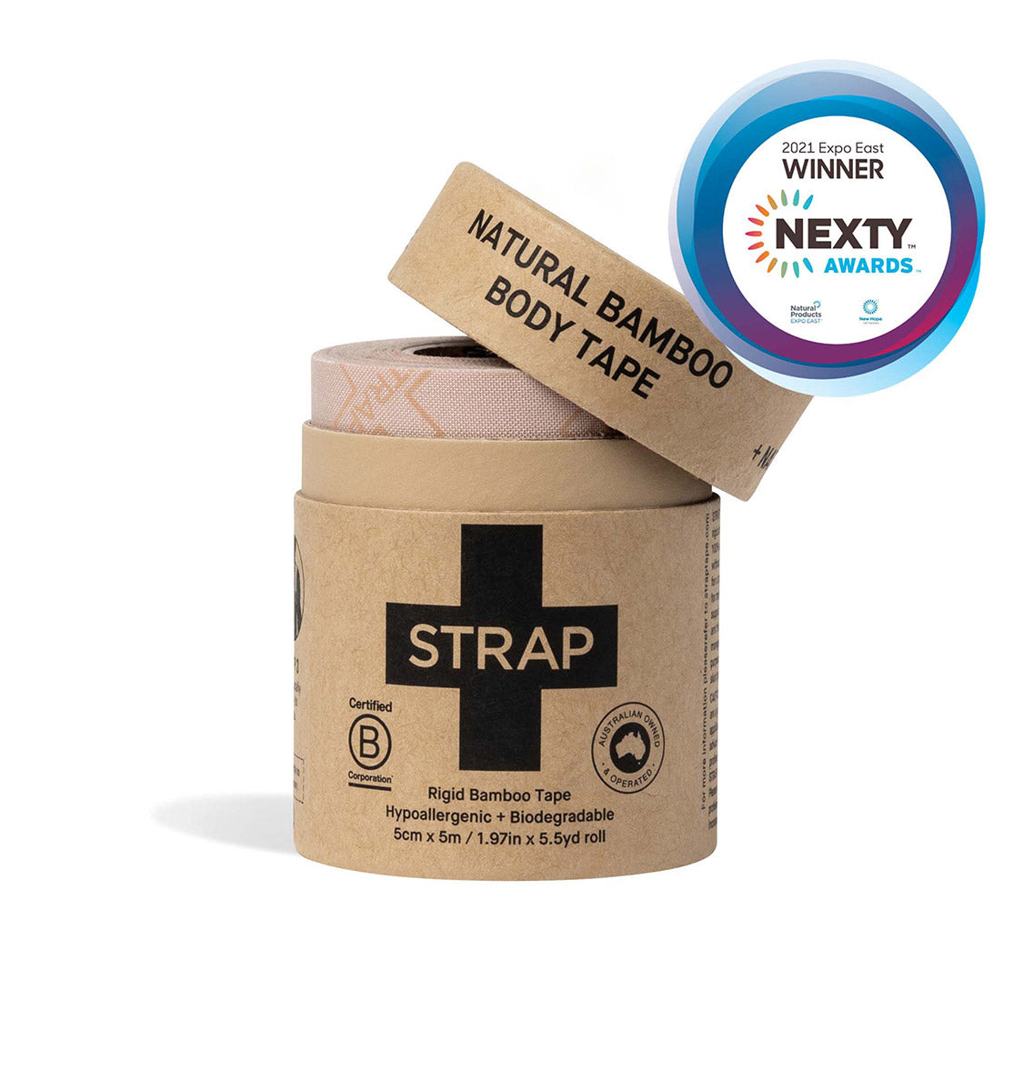 Strap Natural Bamboo Body Tape Sports Tape Rigid Hypoallergenic Tape, Biodegradable, Athletic and Kinesiology Tape