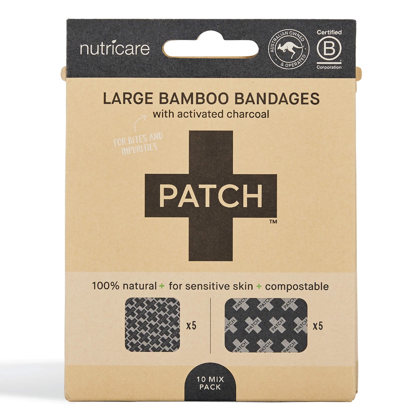 
                  
                    Patch Large Bamboo Bandages with Charcoal square and rectangle
                  
                
