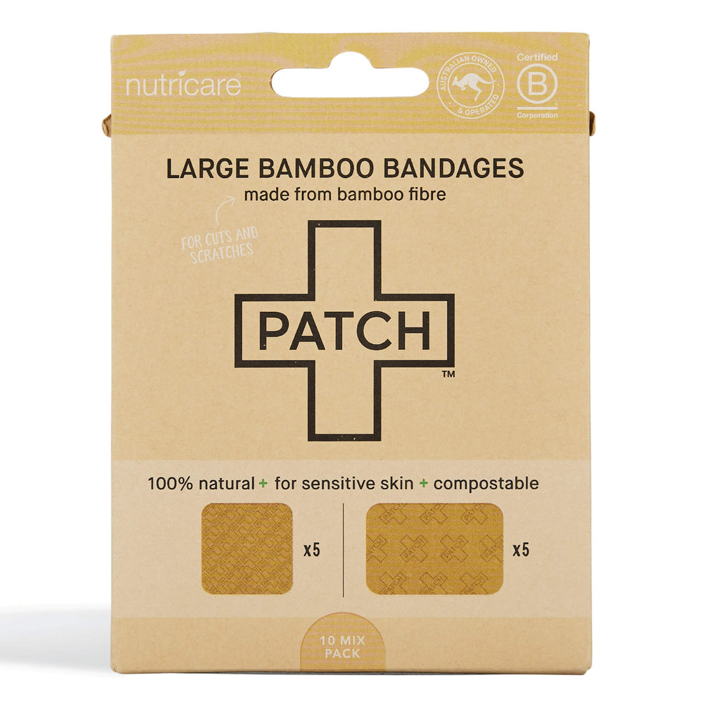 
                  
                    Patch Natural Bamboo Bandages for sensitive skin, eco friendly, hypoallergenic, non-toxic, latex free, large format
                  
                