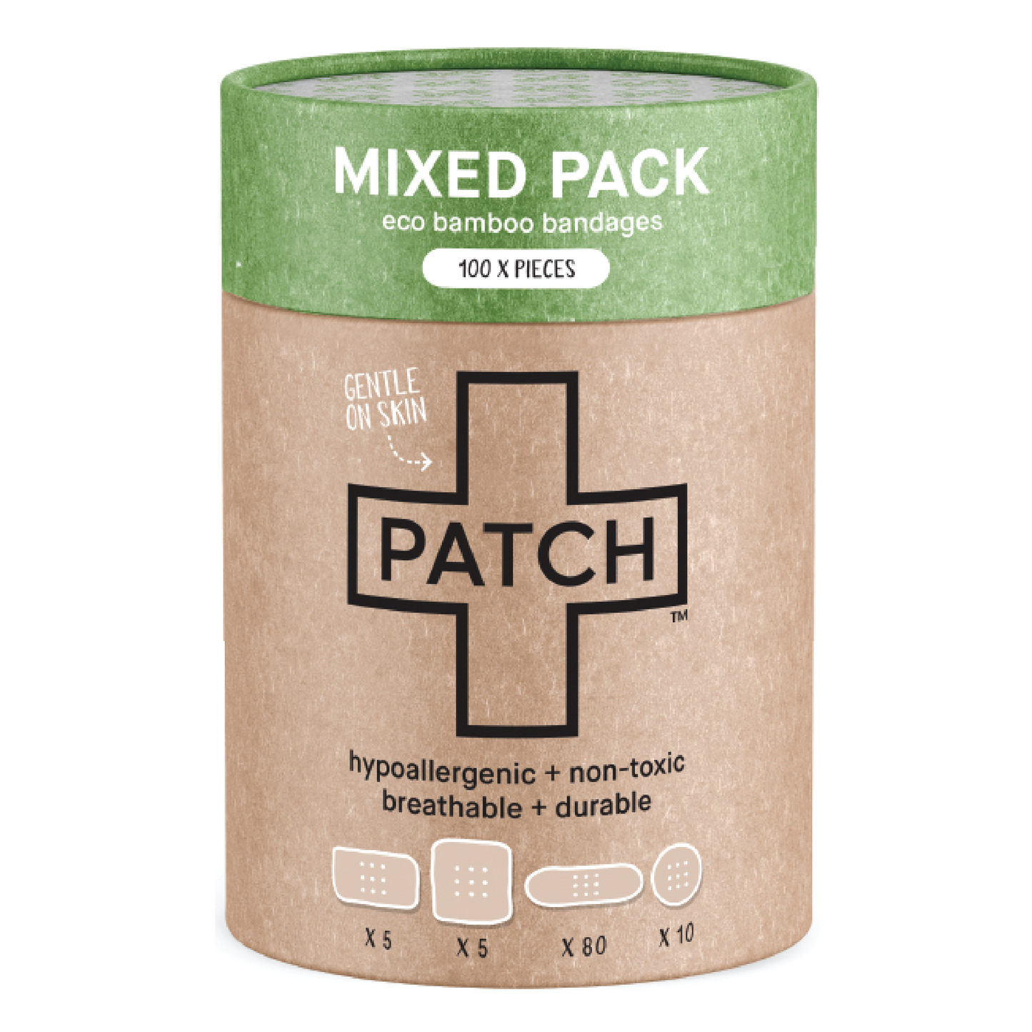 
                  
                    Patch Natural Bamboo Bandages for sensitive skin, eco friendly, hypoallergenic, non-toxic, latex free, mixed sizes
                  
                