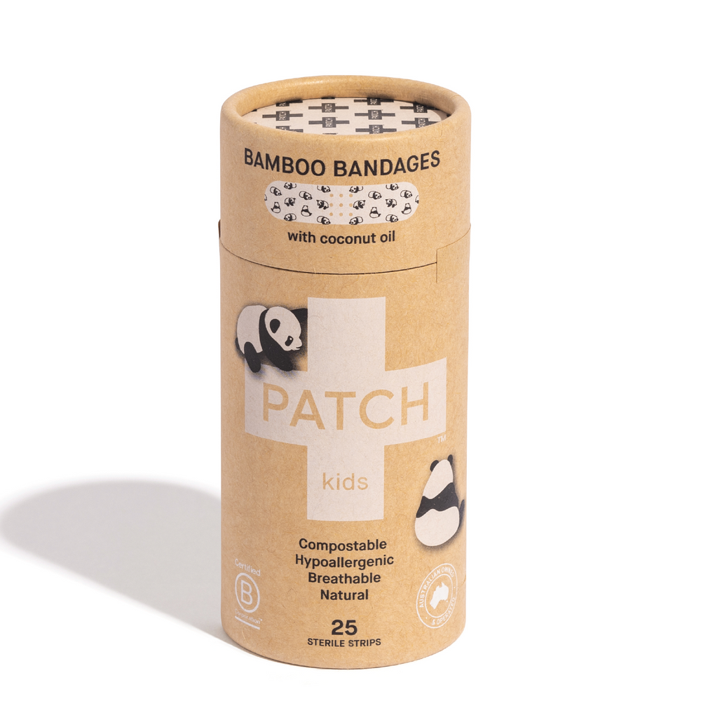 Coconut Oil Patch Natural Bamboo Bandages for sensitive skin, eco friendly, hypoallergenic, non-toxic, latex free, Panda print