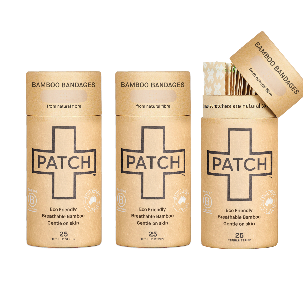 
                  
                    Patch Natural Bamboo Bandages for sensitive skin, eco friendly, hypoallergenic, non-toxic, latex free
                  
                